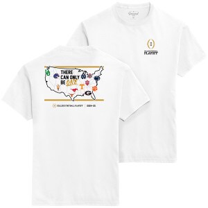 white short sleeve t-shirt CFP logo on left chest, USA with 12 teams on back
